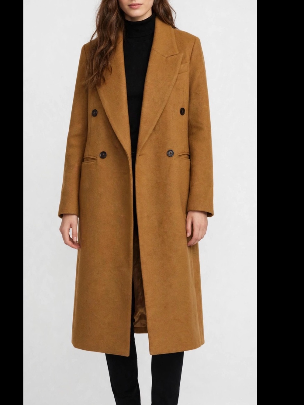 Avec Les Filles Double-Breasted Pea Coat in Camel - Picture 3 of 5